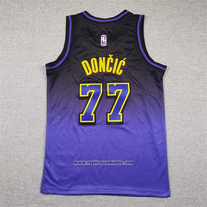 Camiseta Nino Los Angeles Lakers Luka Doncic #77 Ciudad 2024-25 Violeta